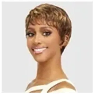 Damenperücke Kurze schwarze Perücke Echthaarperücken for Frauen Pixie Cut Brasilianische Echthaarperücke Echthaarperücken(Highlight)