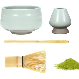 Matcha Set mit Geschenkbox, 4 Stück Matcha Set, Japanisches Tee-Set,Matcha Tea Set,Matcha-Schneebesen-Set,Keramik Matcha Kit Enthält Matcha-Schale,Matcha-Schneebesen,Schneebesenhalter,Matcha-Löffel