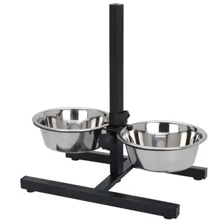 Spetebo Hunde Futterstation höhenverstellbar - 2 Schüsseln - Futterbar Futternapf Fressnapf Wassernapf für Innen und Außen
