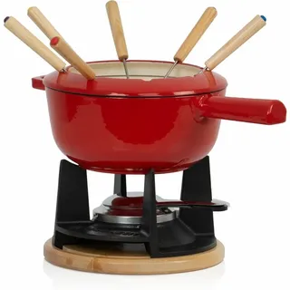 Mahlzeit 13-teiliges Gusseisen Fondue Set Für 6 Personen, 2 L, Emailliert, Mit Brenner Und Gabeln - Mahlzeit