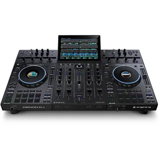 Denon DJ PRIME 4+ Standalone DJ-Controller & Mixer mit 4 Decks, WLAN-Musikstreaming, Drop Sampler, 10.1" Touchscreen, Beleuchtungssteuerung, interne FX