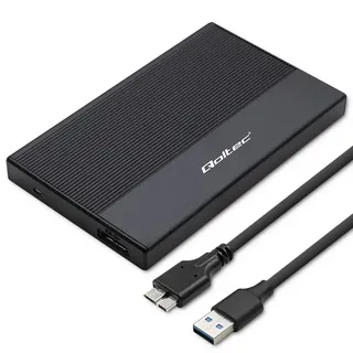 Qoltec Aluminiumgehäuse  Ssd/hdd-gehäuse (2,5 Zoll)  Sata  Usb 3.0  Superspeed 5 Gbit/s  2 Tb  Schwarz
