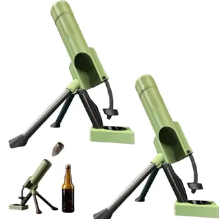 Bierflaschenöffner im Mörser-Design, automatischer Kronkorkenauswurf mit Druckmechanismus, witziger, freihändiger Flaschenöffner für Hausbar, Party für Männer (Grün) (2Pcs)