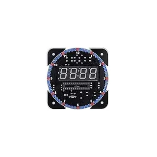 KIMISS Clock Suite Clock Set Kunststoff DIY Lichtsteuerung Rotation Digital LED Elektronische Temperaturuhr Kit Suite W USB-Kabel Blau (Blaue Teile + Netzkabel + Gehäuse)