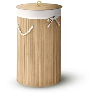 Juskys Bambus Wäschekorb Curly-Round – Natur