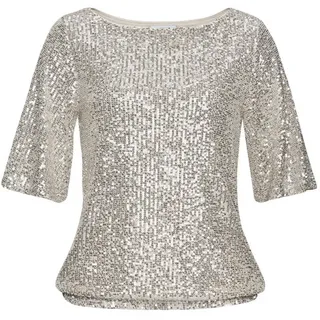 LASCANA Paillettenshirt beige 40