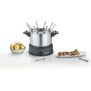 Severin Fondue 1500W 8 Fonduegabeln Edelstahl (gebürstet), Schwarz