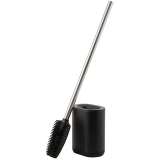 bremermann WC-Garnitur BARBENA mit Flexibler 3in1 Bürste aus TPR // WC-Bürste Edelstahlgriff (Schwarz)