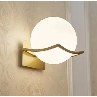 KRUIHAN LED Wandleuchte Innen, Wandlampe Glas, Wandlampe Rund, Modernes Design Glaskugel Wandleuchte für Badezimmer, Wohnzimmer, Schlafzimmer, Flur (Glühbirne Nicht Im Lieferumfang Enthalten), Gold