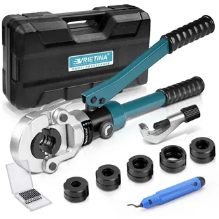 XIIW Profi Presszange Kupferrohr mit Rohrabschneider, Handpresszange Kupferrohr Presszange Verbundrohr mit V12 V15 V18 V22 V28 für Kupferrohr Und Verbundrohr