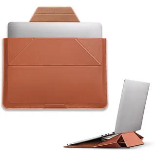 MOFT Laptop Carry Sleeve & Invisible Stand, Expandable Storage, Two Adjustable Angles, Ultra-Slim Stylish Pieces (Brown, 16")