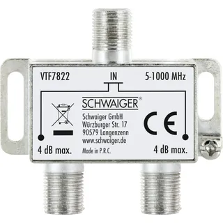 Schwaiger Verteiler 2-fach für Antennen- und Kabelanlagen 4 dB
