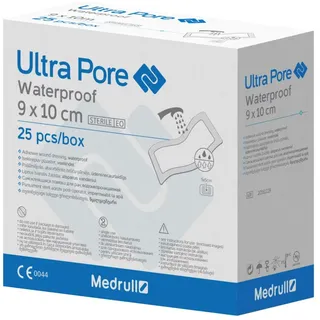 Medrull Wasserfeste Wundpflaster 9x10cm ULTRA PORE Wasserfestes Pflaster Steril, Transparent, Starker Halt - Schützt bei Schnittwunden & Kratzer - Ideal zum Duschen, Sport, Baden 25 Stück