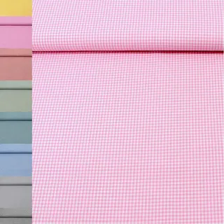 MAGAM-Stoffe Mona Vichy-Karo klein Baumwollstoff Oeko-Tex Meterware 50cm (03. Rosa)