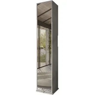 WELLTIME Hochschrank WELLTIME "Hamburg Höhe 185 cm, Breite 35/37 cm, Badschrank drehbar, 2 Türen", grau (beton, optik), B:37cm H:185cm T:37cm, Holzwerkstoff, Schränke, Hochschrank, 1 Schubkasten, 1 offenes Fach, mit Spiegel, Metallhaken, Metallgriff
