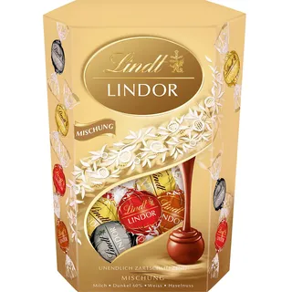 Lindt Schokolade | LINDOR Cornet Mischung | 500g | 38 Kugeln in 4 Sorten mit zartschmelzender Füllung im süßen Cornet | Schokoladen Geschenk