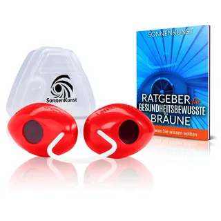 Sonnenkunst® Premium Solarium Schutzbrille - Verbessertes Konzept [2026] - inkl. E-Book und Aufbewahrungsbox - UV Schutzbrille für Sonnenbaden EN170