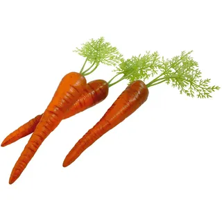 Deco Woerner Karotten mit Möhrengrün Lebensmittel-Attrappe 7 x 30 cm 3 Stück Fake Karotten Deko Gemüse naturgetreues Karotten Set