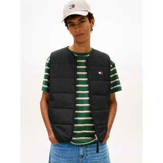 Tommy Hilfiger Steppweste TOMMY JEANS "TJM HERITAGE FLAG QUILTED", Herren, Gr. M, schwarz, Web, Obermaterial: 100% Nylon, unifarben, regular fit normal, Rundhals, Westen Steppweste, Underliner Regular fit mit Rundhalsausschnitt