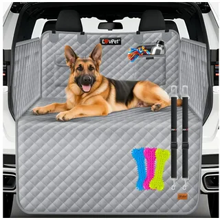 Lovpet Kofferraumschutz Hund gesteppt mit Seiten- und Ladekantenschutz Universale Kofferraum-schutzmatte für Hunde Hundedecke Wasserabweisend & Kratzfest mit Sicherheitsgurt und Zubehör