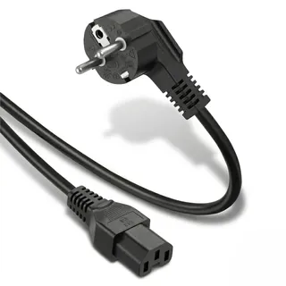 InLine Netzkabel Schutzkontakt gewinkelt auf Warmgerätestecker C15 gerade 1,8 m Schwarz