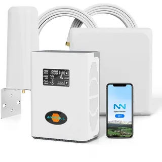 ANYCALL Mobilfunk Signalverstärker für Band 1, 3, 7, 20, Empfangsverstärker Handy für Haus und Büro, 5G 4G LTE 3G GSM Repeater für Alle Netzbetreiber O2 E-Plus T-Mobile, Handynetz Verstärker