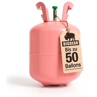 BigDean Helium Helium Balloon Gas für bis zu 50 Luftballons – Helium Gasflasche XXL, Ballongas, Leichte Anwendung, Spaß für Groß & Klein rosa