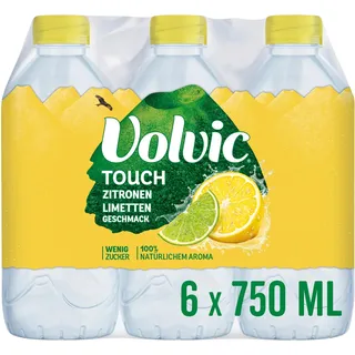 Volvic Touch Zitronen-Limetten-Geschmack – Erfrischungsgetränk aus natürlichem Mineralwasser Volvic mit Zitronen-Limetten-Geschmack – 6 x 0,75 l