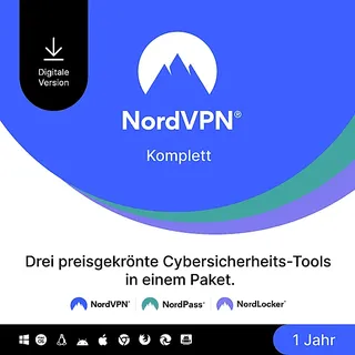 NordVPN Komplett - 1 Jahr Cybersicherheitspaket (VPN, Passwortmanager und verschlusselte Cloud) [PC]
