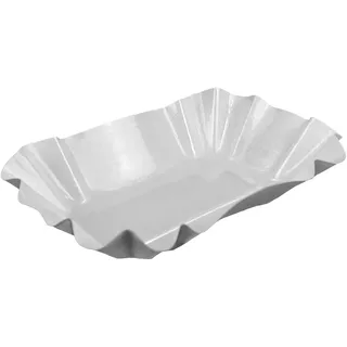 Gastro-Bedarf-Gutheil 250 Weiße einweg Pappschalen Pappschüsseln für z.B Currywurst und Pommes Pappteller 9x14x3cm Beschichtet