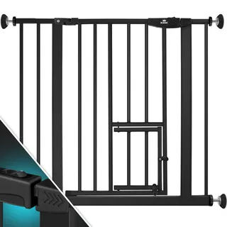 Kesser KIDIZ® Absperrgitter zum Klemmen mit Katzenklappe, Türschutzgitter, Autoclose Kinder Treppengitter ohne Bohren 90° Stopp Schutz, schwenkbar, Treppenschutzgitter
