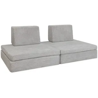 Ehrenkind Ehrenkind® Spielsofa aus weichem Cord | Made in Germany | Modulares Spielsofa für Kinder mit integrierten Hüpfkissen | Kindersofa Hellgrau