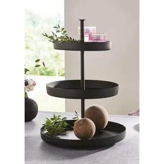 Dekoleidenschaft Etagere "Black" aus Metall, matt schwarz, 3-stöckig, Obstetagere, Metalletagere - Schwarz