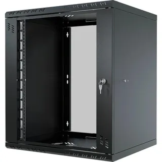 Stalflex Netzwerkschrank 19 Zoll - Serverschrank 12HE - Server Rack für Wandmontage - Traglast 55kg - 450mm Tiefe - Serverschrank 19 Zoll zum Serverraum, Büro - Schwarz