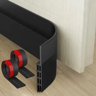 MARICATO 2 Stücke Türdichtung Zugluftstopper für Türen 200cm, Zuschneidbare Türdichtung Selbstklebend gegen Insekt, Tür Zugluftstopper für Schallschutz, Kälteschutz& Haustür Dichtung (Schwarze)