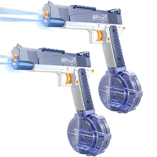 2Pcs Elektronische Wasserpistole mit Akku Elektrische Wasserpistole Erwachsene Große Reichweite Wasserpistole Elektrisch für Erwachsene und Kinder Sommer Outdoor Pool Strand Party