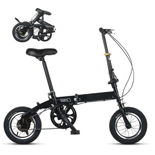 JTBDWOSK Erwachsene Jugendliche Klapprad in12 Zoll Schnellfaltsystem Leichter Rahmen Single Speed Doppelscheibenbremsen Klappfahrrad,for Height 110-160cm,Schwarz