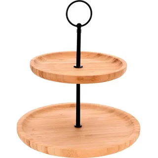 Excellent Houseware Etagere rund aus Bambus mit schwarzem Gestell Ø Gr.: onesize