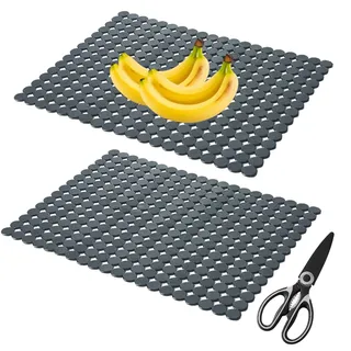 Spülbeckeneinlage, 2 Stück Spülbeckeneinlage für Küchenspüle, 30 x 40 cm PET Zuschneidbar Küchenspüle Matte mit 1 Schere, Punktdesign, Abtropfmatte Spüle(Grau)