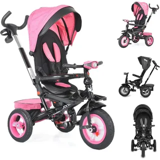 Byox Dreirad Jockey Gummireifen Musik Sitz drehbar Schubstange verstellbar pink