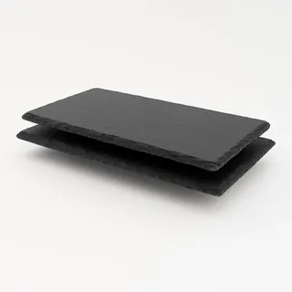 hausleben 2er Set Schieferplatten – Rechteckige Servierplatten aus Naturstein – Käseplatte, Tapasplatte, Sushi Platte, lebensmittelecht, mit Gummifüßen, rutschfest, Deko & Küche 40x20 cm