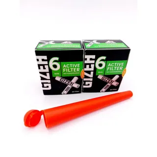 Gizeh Aktivkohlefilter Gizeh Active Filter Slim 2x34er Ø 6 mm Joint Tips inkl Joinhülle, Zubehör für Tabakpfeife, Joint Tips
