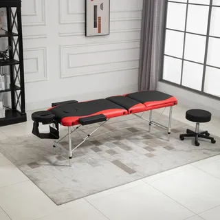 Homcom Massageliegen klappbar höhenverstellbarer Massagetisch mit Kopfstütze Massagebett Aluminium Schaumstoff, Kunststoff