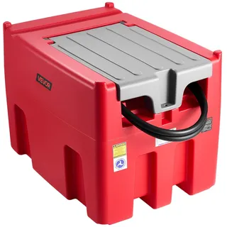 Vevor Tragbarer Diesel-& Benzintank, 440 L, 45 L/min Durchflussrate, Dieselkraftstofftank mit 12 V Transferpumpe, 4 m Schlauch, automatische Betankungsdüse, Transfertank für Kraftstofftransport, Rot