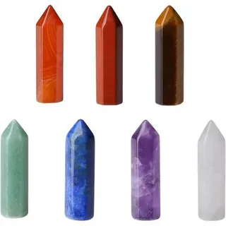 Heilsteine Set Amethyst Tigerauge Aventurin Quarz Einspitzige-7pcs