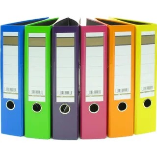 Livepac-Office 6x Aktenordner / DIN A4 / 75mm breit / 6 Farben