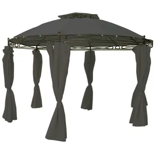 Lex Linder Ersatzdach Pavillon rund 3,5m beige, rot, grau oder Taupe wasserdicht Gartenpavillon Doppeldach Dachhaube steingrau : Steingrau