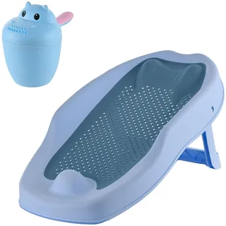 Relaxdays Baby-Badehilfe Set, mit Haarwaschbecher, tränenfrei, Badestütze rutschfest, Hbt: 19x51,5x30 cm, Pp/tpe,