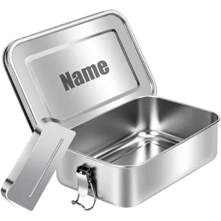 CQSXM Personalisierte Brotdose mit Gravur Text, Edelstahl Lunchbox mit Fächern, Auslaufsicher Lunchbox Bewegliche Trennwand, Umweltfreundlich und BPA-frei - Für Kinder und Erwachsene (850ml)