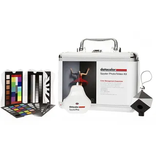 Datacolor Spyder Foto-/Video-Kit - Farbmanagement Set mit SpyderPro, Spyder Cube, Spyder Checkr Video, Spyder Checkr Photo Farbreferenzkarten - Toolkit für Fotografen und Videografen im Metallkoffer